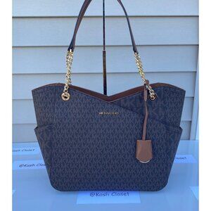 Michael Kors shoulder bag tote xchain bag jet set bag MK signature brown